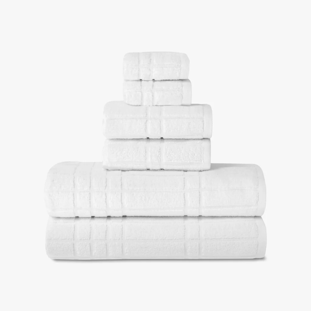 Mainstays Performance Texture 6 Piece Towel Bundle White — close-up detail of design and finish