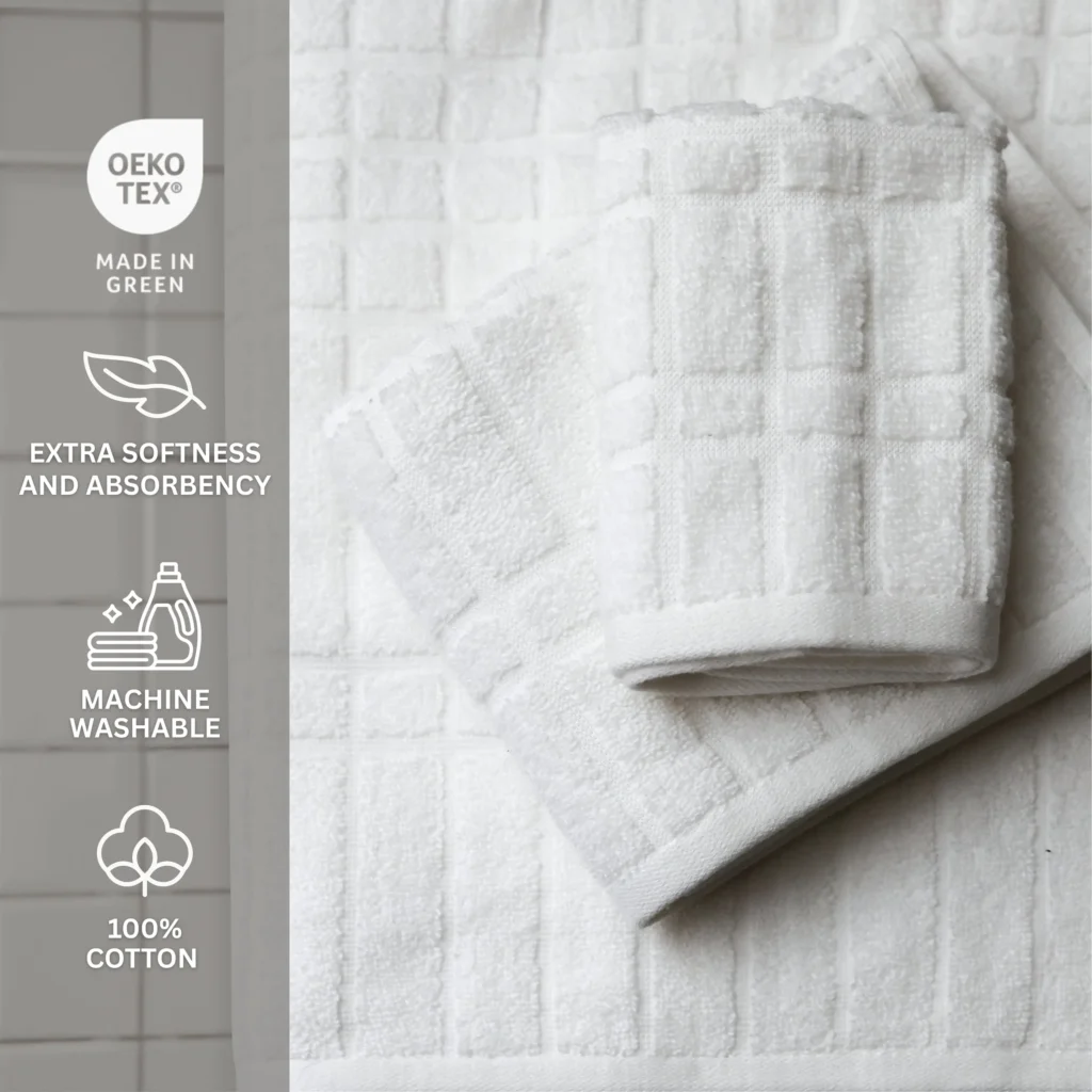 Mainstays Performance Texture 6 Piece Towel Bundle White — alternate angle showing full product