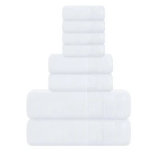 MALLONI HOME 8 Piece Towel Set 100 Ring Spun Cotton 2 Bath Towels 27×54 2 Hand Towels 16×28 4 Washcloths 13×13 Ultra Soft Highly Absorbent Machine Wa