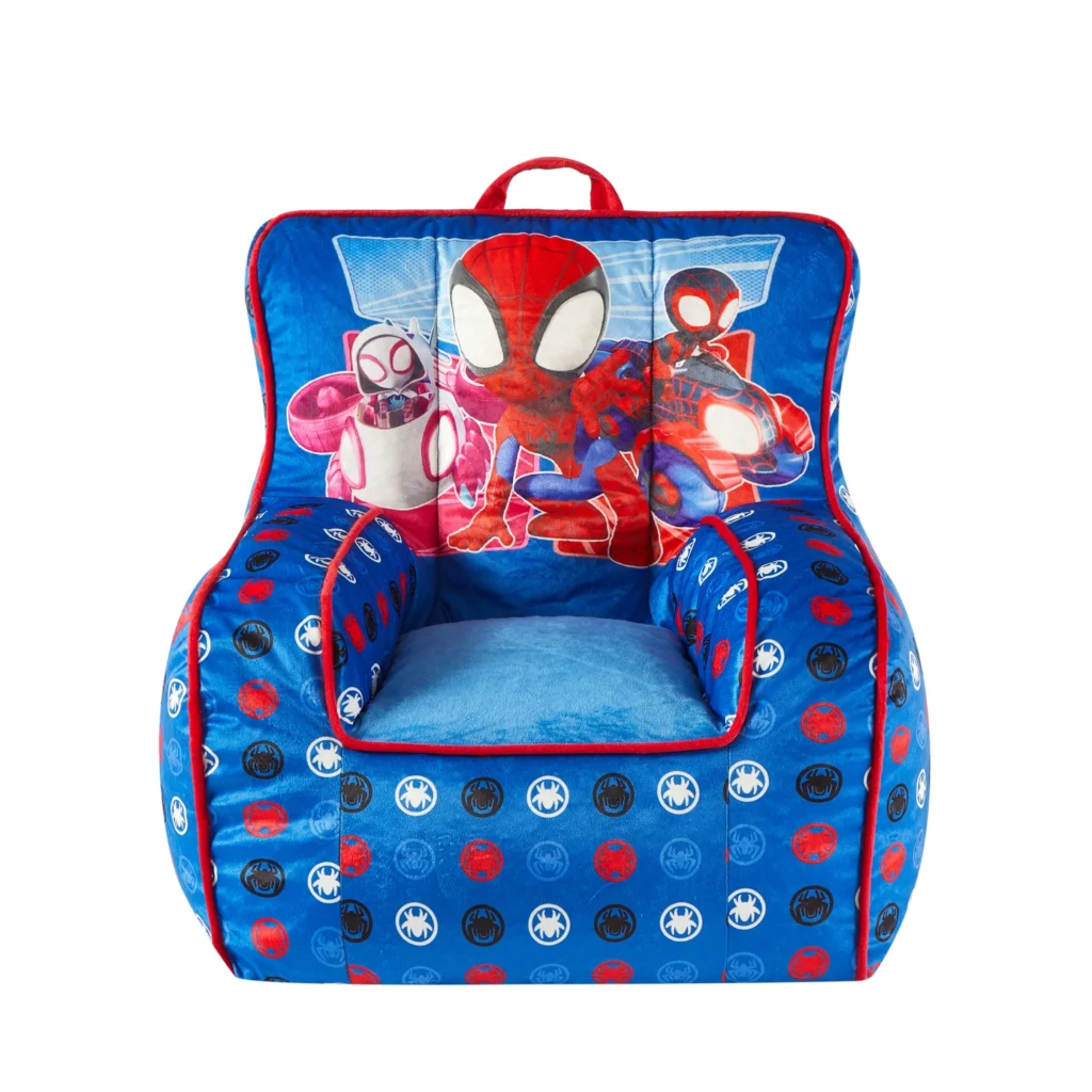 Marvel Spidey & Friends Kids’ Square Beanbag Chair – Soft & Supportive — alternate angle showing full product