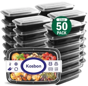 Meal Prep Containers 50 Packs Plastic Food Storage Containers with Lids 32oz Bento Box Reusable To Go Containers Disposable BPA Free