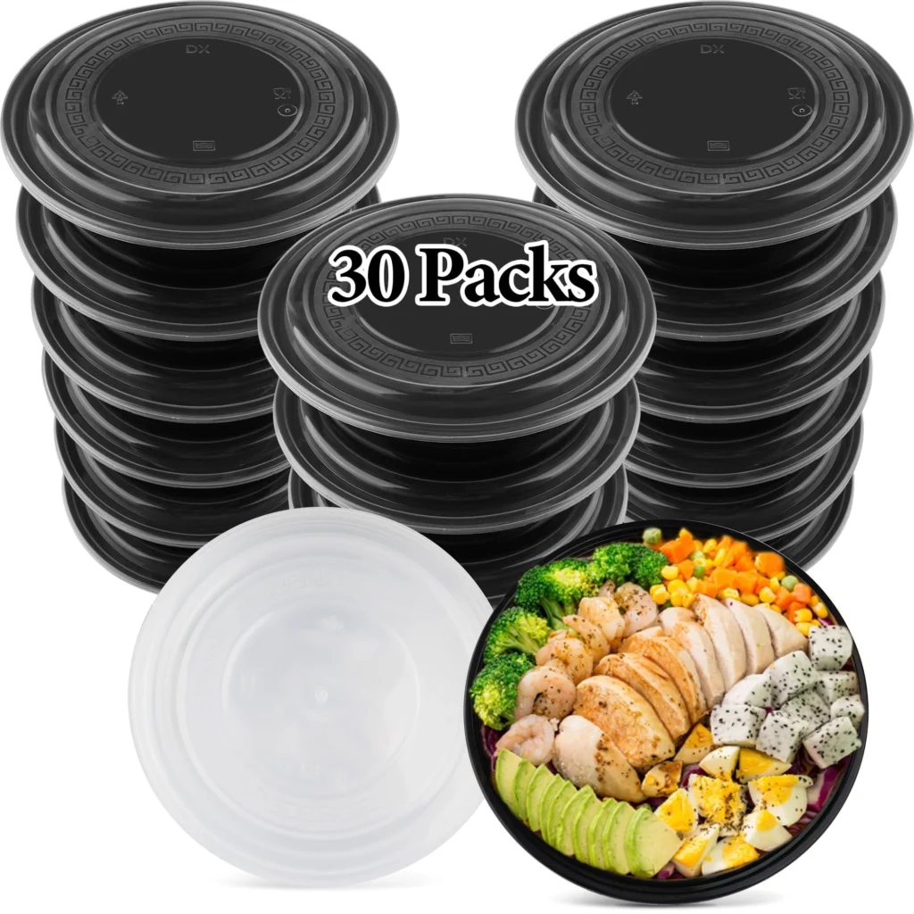 Meal Prep Containers 50 Packs Plastic Food Storage Containers with Lids 32oz Bento Box Reusable To Go Containers Disposable BPA Free — alternate angle showing full product