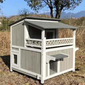 MEDEHOO Outdoor Cat House Weatherproof Outside Feral Cat Shelter 2 Story