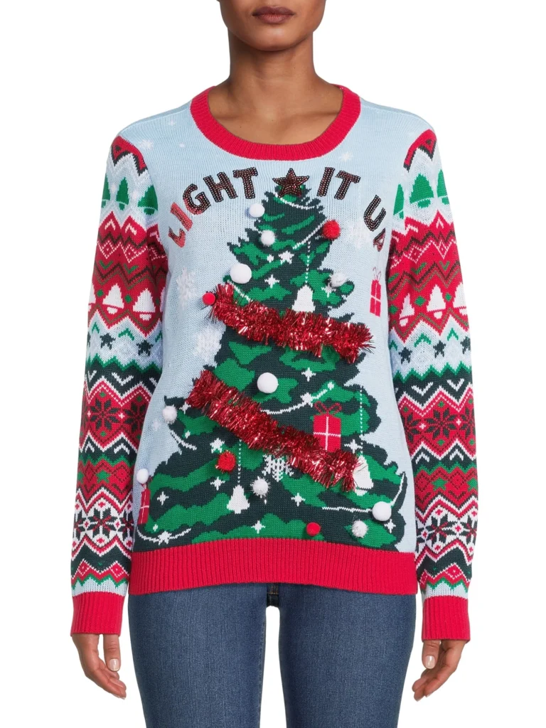 Holiday Time Men’s Ugly Christmas Sweater with Drink Pocket – Festive Fun β close-up detail of design and finish