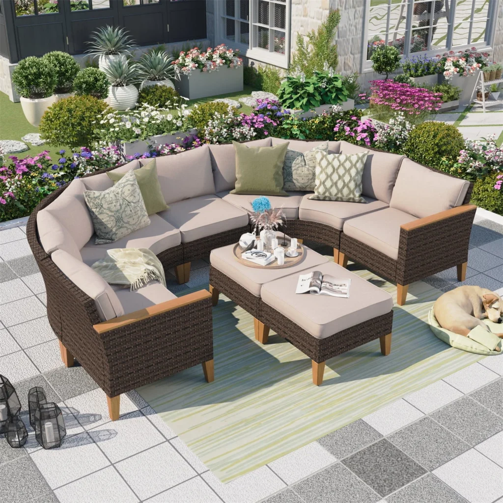 MF Studio All-Weather Rattan Patio Set – 4-Seat Sectional — close-up detail of design and finish