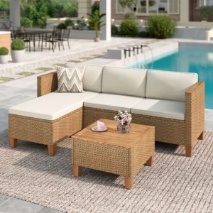 MF Studio All-Weather Rattan Patio Set – 4-Seat Sectional
