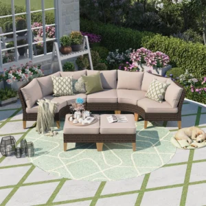 MF Studio All-Weather Rattan Patio Set – 4-Seat Sectional
