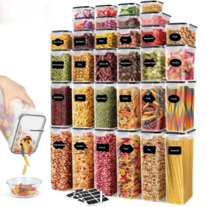 Mibote Airtight Food Storage Container Set with Lids 32pcs BPA Free Plastic Food Canisters Kitchen Pantry Organization 1