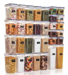 Mibote Airtight Food Storage Container Set with Lids 32pcs BPA Free Plastic Food Canisters Kitchen Pantry Organization 4