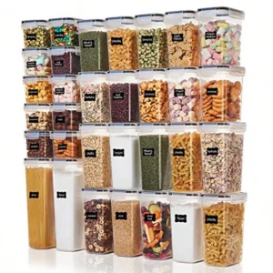 Mibote Airtight Food Storage Container Set with Lids 32pcs BPA Free Plastic Food Canisters Kitchen Pantry Organization 5