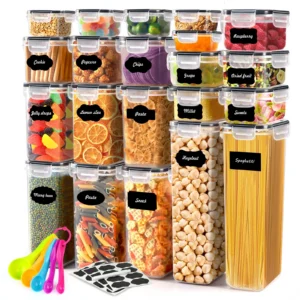 Mibote Airtight Food Storage Container Set with Lids 32pcs BPA Free Plastic Food Canisters Kitchen Pantry Organization 2