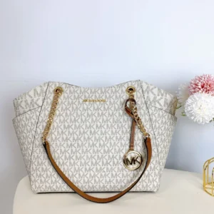 Michael Kors Jet Set Travel Large Logo Tote Vanilla