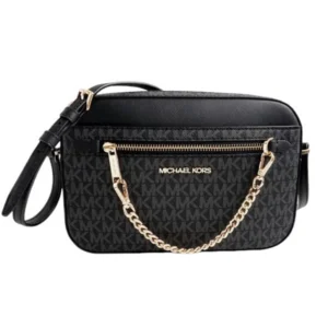 Michael Kors Women Lady Large Leather Shoulder Tote Handbag Purse Bag Black Gold
