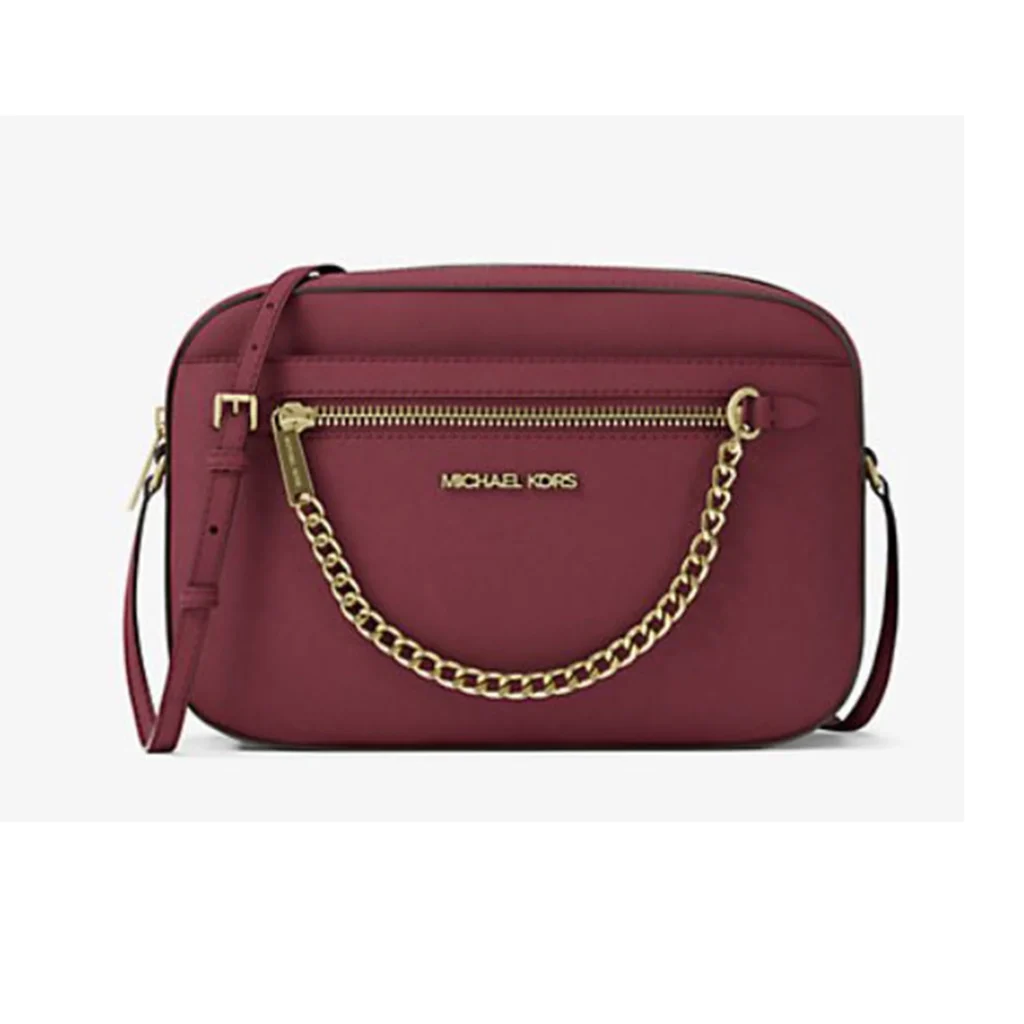 Michael Kors Women s Jet Set Large Saffiano Leather Crossbody Bag Cherry 35S1GTTC7L Cherr