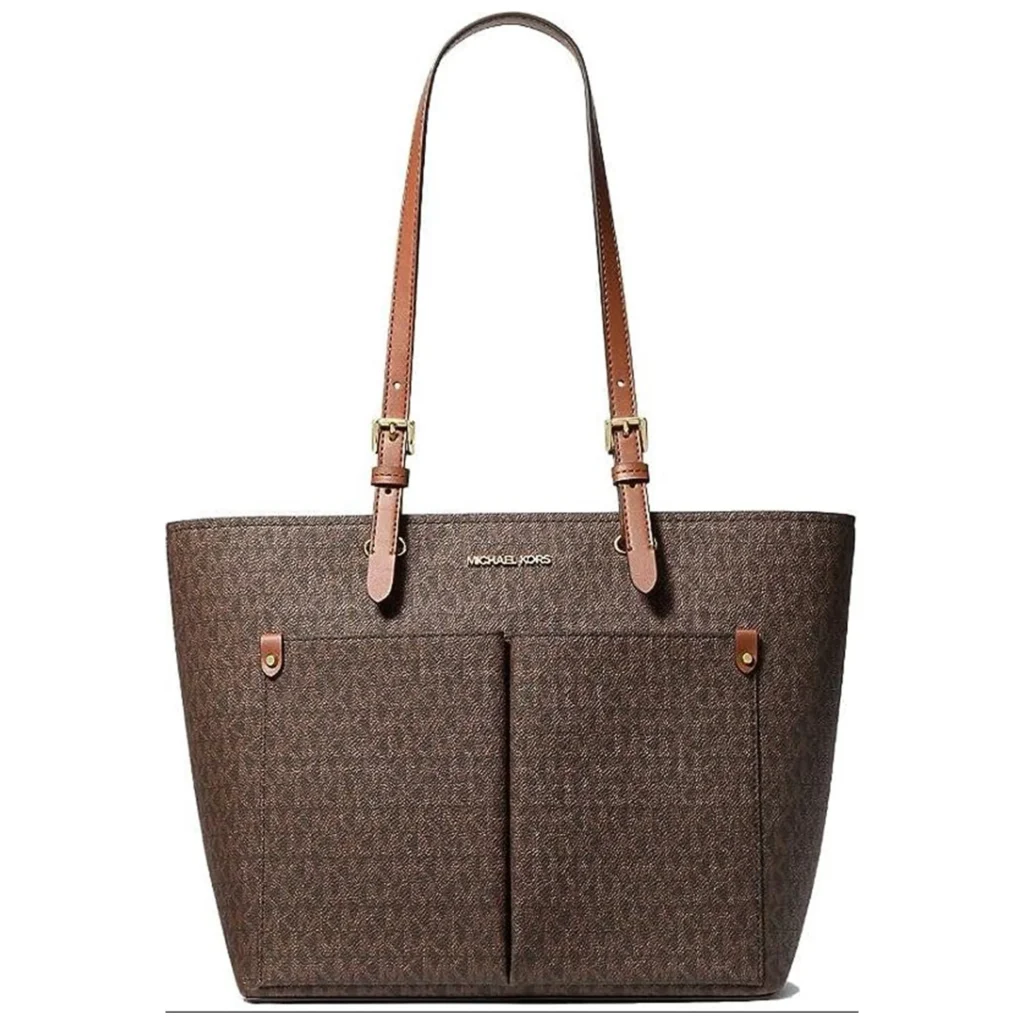 Michael Kors Womens Jet Set Travel Medium Double Pocket Tote Non Leather Vegan Brown 35F3GTVT3B 847