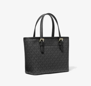Michael Kors XS Carry All Jet Set Travel Womens Tote BLACK SIG GOLD