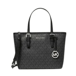 Michael Kors XS Carry All Jet Set Travel Womens Tote BLACK SIG GOLD