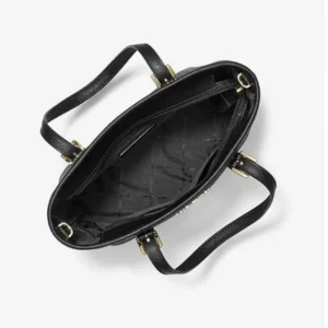 Michael Kors XS Carry All Jet Set Travel Womens Tote BLACK SIG GOLD