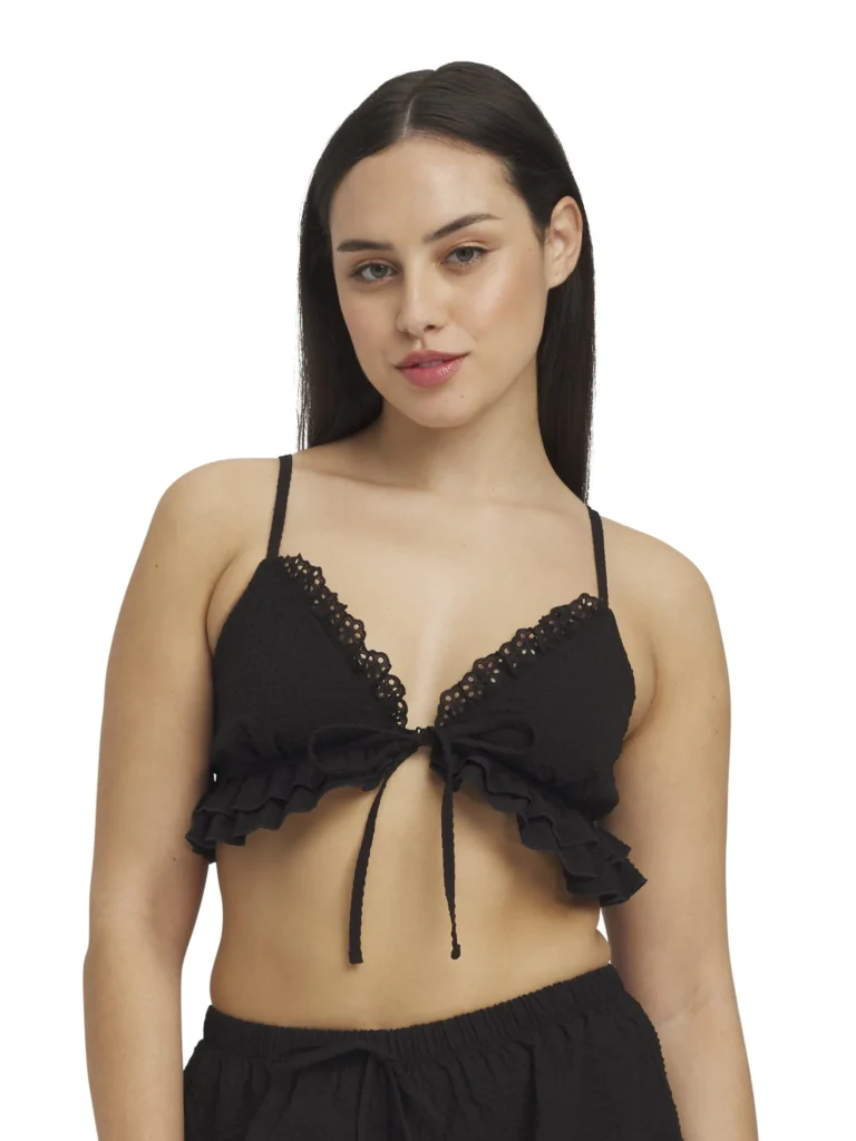 Mills by Millie Bobby Brown Women s Seersucker Flutter Bralette Sizes XS XXXL
