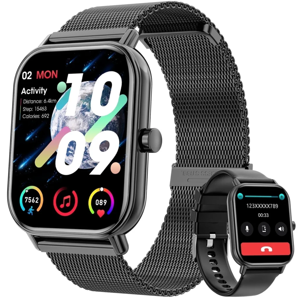 Mingdaln Smart Watch Android Iphone IP68 Waterproof Suitable Women Men 100 Sports Modes 1 85 inch Fitness Tracker Answer Make Calls Message Reminder