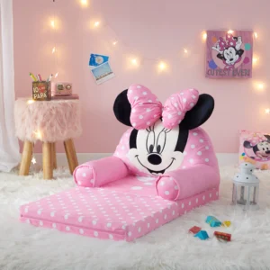 Minnie Mouse 2 in 1 Polyester Flip Out Chair for Kids Pink