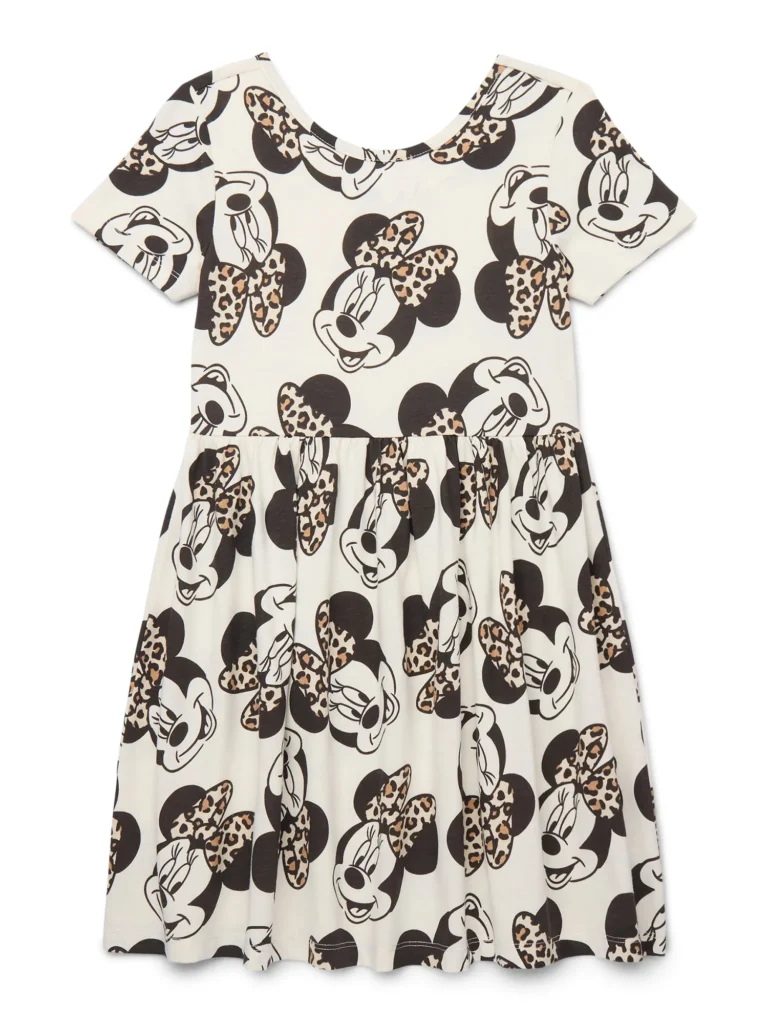 Minnie Mouse Toddler Girl’s Short Sleeve Dress – All-Over Print Fun — close-up detail of design and finish