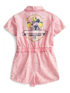 Minnie Mouse Toddler Girl s Short Sleeve Twill Romper with Front Back Graphics Sizes 12M 5T
