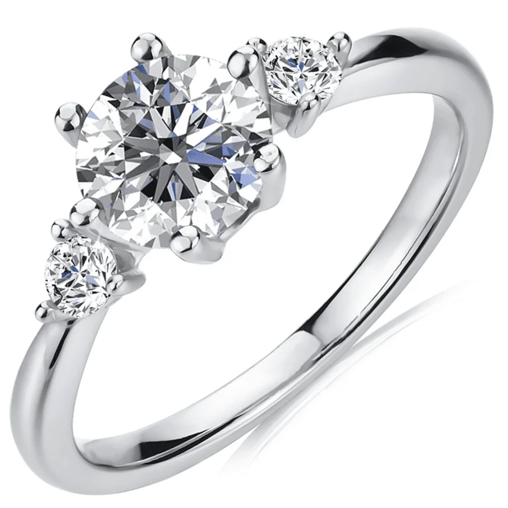 Cate Chloe Octavia Moissanite Sterling Silver Engagement Ring – Elegant & Durable — close-up detail of design and finish