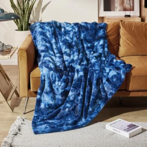 MOOFUN Faux Rabbit Fur Throw Blanket 50×60 inches Soft Fluffy Cozy Warm Fuzzy Machine Washable Durable Blanket for Couch and Bed Black