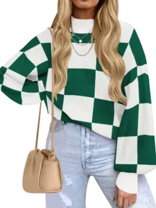 MOSHU Color Block Sweaters for Women Crewneck Long Sleeves Fashion Tops Pullover Fall Lightweight Women Sweaters