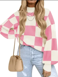 MOSHU Color Block Sweaters for Women Crewneck Long Sleeves Fashion Tops Pullover Fall Lightweight Women Sweaters