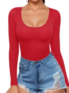 MOYIKO Scoop Neck Short Sleeve Shirts for Women Fitted Tops Tee