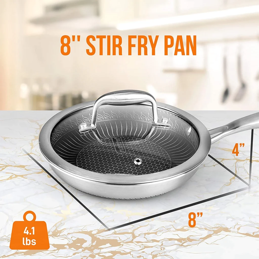 MS 8-Inch Triply Stainless Steel Skillet – Durable & Even Heat β alternate angle showing full product