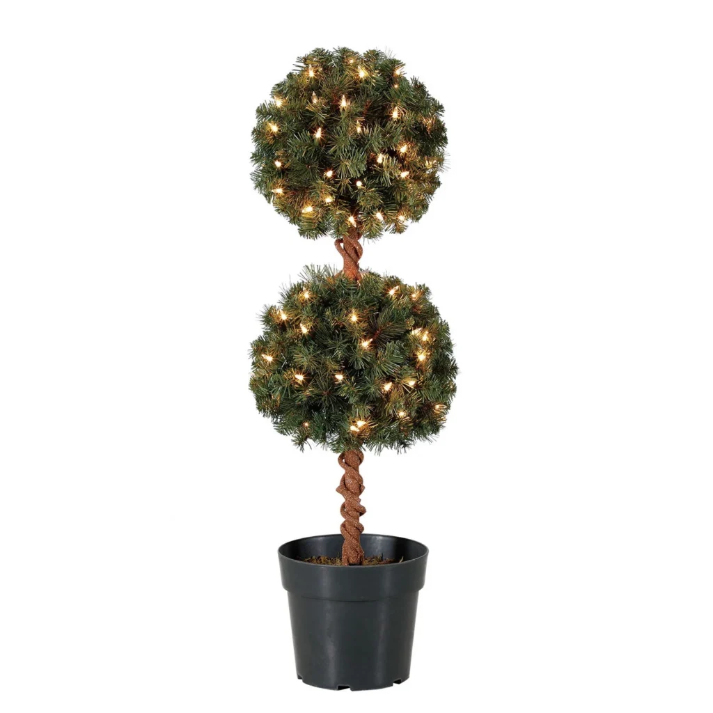 MTH 3-Foot Artificial Topiary Tree – Elegant Potted Boxwood — alternate angle showing full product