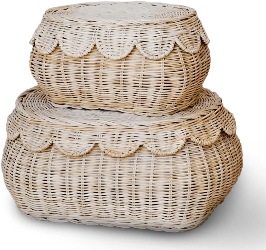 MTH Versatile Woven Scallop Basket – Decorative Storage β alternate angle showing full product
