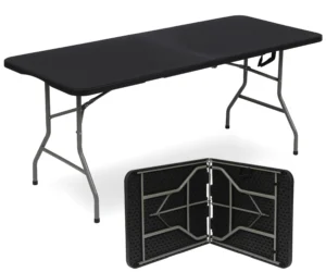 Musment 6ft Portable Plastic Folding Table for Home Garden Office Indoor Outdoor Black