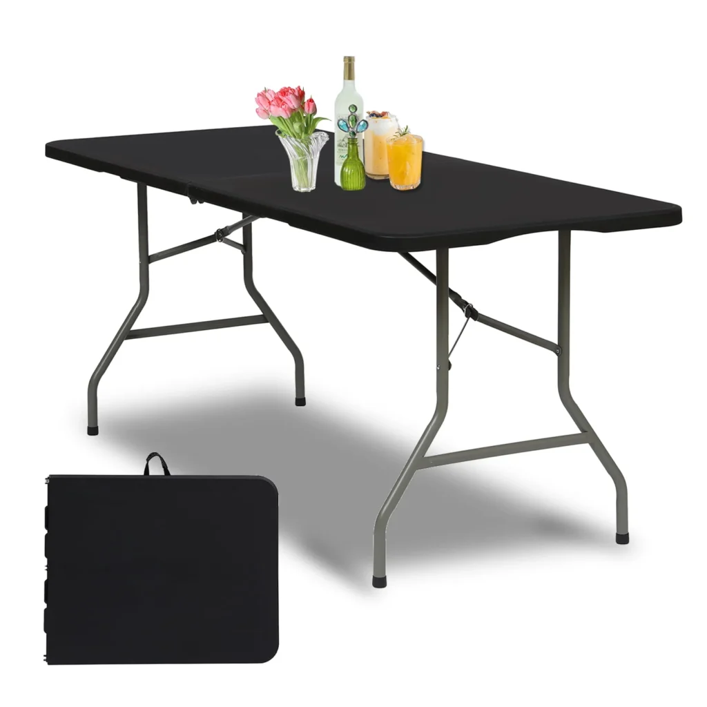 Musment 6ft Portable Folding Table – Versatile Indoor/Outdoor Use — alternate angle showing full product