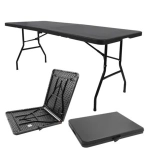 Musment 6ft Portable Plastic Folding Table for Home Garden Office Indoor Outdoor Black