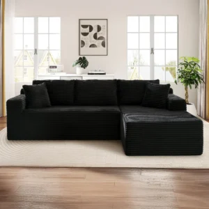 Muumblus Modular Sectional Sofa Oversized L Shape Cloud Couch Modern Corduroy Sleeper Couches Living Room No Assembly Required Black Right Facing Cha