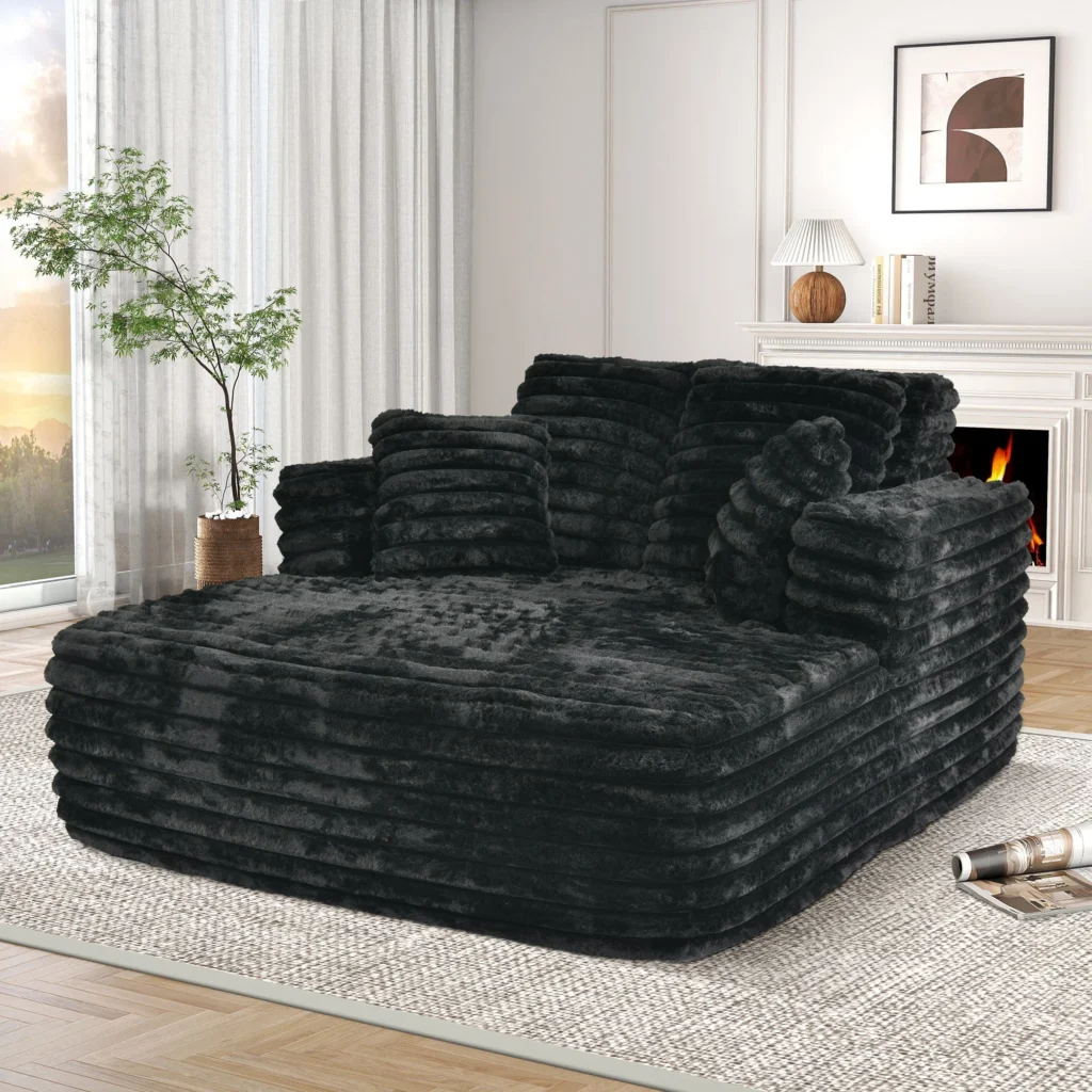 Muumblus Plush Corduroy Chaise Lounge – Oversized Sleeper Sofa β close-up detail of design and finish