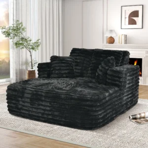 Muumblus Plush Corduroy Chaise Lounge – Oversized Sleeper Sofa