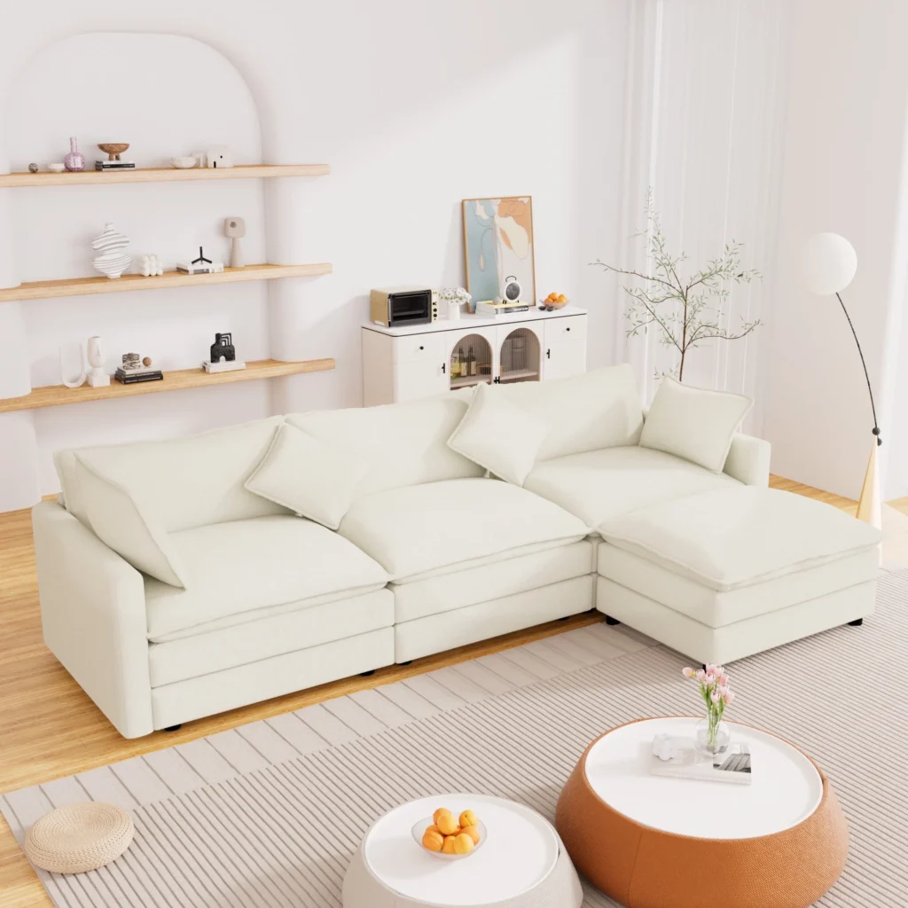Muumblus Reversible Sectional Cloud Sofa – L-Shape Chenille Comfort — close-up detail of design and finish
