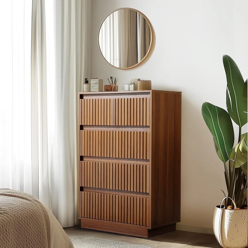 My Texas House Monroe 5 Drawer Dresser Brushed Oak Finish — alternate angle showing full product