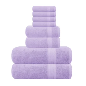 MyOwn Ultra Soft 8 Piece Towel Set 100 Pure Ringspun Cotton Contains 2 Oversized Bath Towels 27×54 Hand 16×28 4 Wash Cloths 13×13 Ideal Everyday use