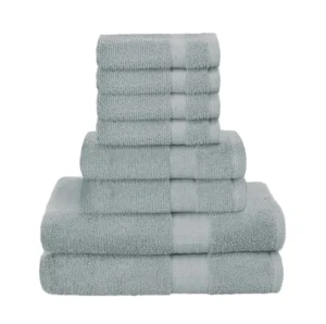 MyOwn Ultra Soft 8 Piece Towel Set 100 Pure Ringspun Cotton Contains 2 Oversized Bath Towels 27×54 Hand 16×28 4 Wash Cloths 13×13 Ideal Everyday use