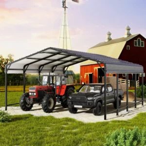 NETAJE 10 x15 Heavy Duty Metal Carport with Enhanced Base Galvanized Steel Roof for Car Boats and Truck