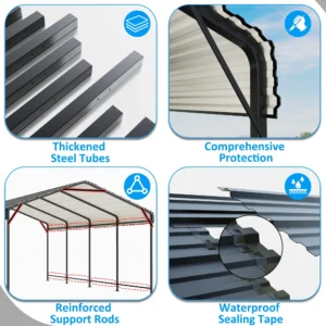 NETAJE 10 x15 Heavy Duty Metal Carport with Enhanced Base Galvanized Steel Roof for Car Boats and Truck