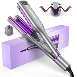 NEXPURE Professional Flat Iron 2 in 1 Hair Straightener Curling Iron Styling Tool 5s Fast Heat 1 Ceramic Flat Iron Black