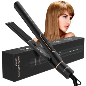 NEXPURE Professional Flat Iron 2 in 1 Hair Straightener Curling Iron Styling Tool 5s Fast Heat 1 Ceramic Flat Iron Black