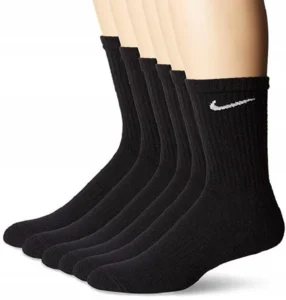 Nike Unisex Everyday Cotton Cushioned Crew Training Socks with DRI FIT Technology Large Black Pack of 6 Pairs